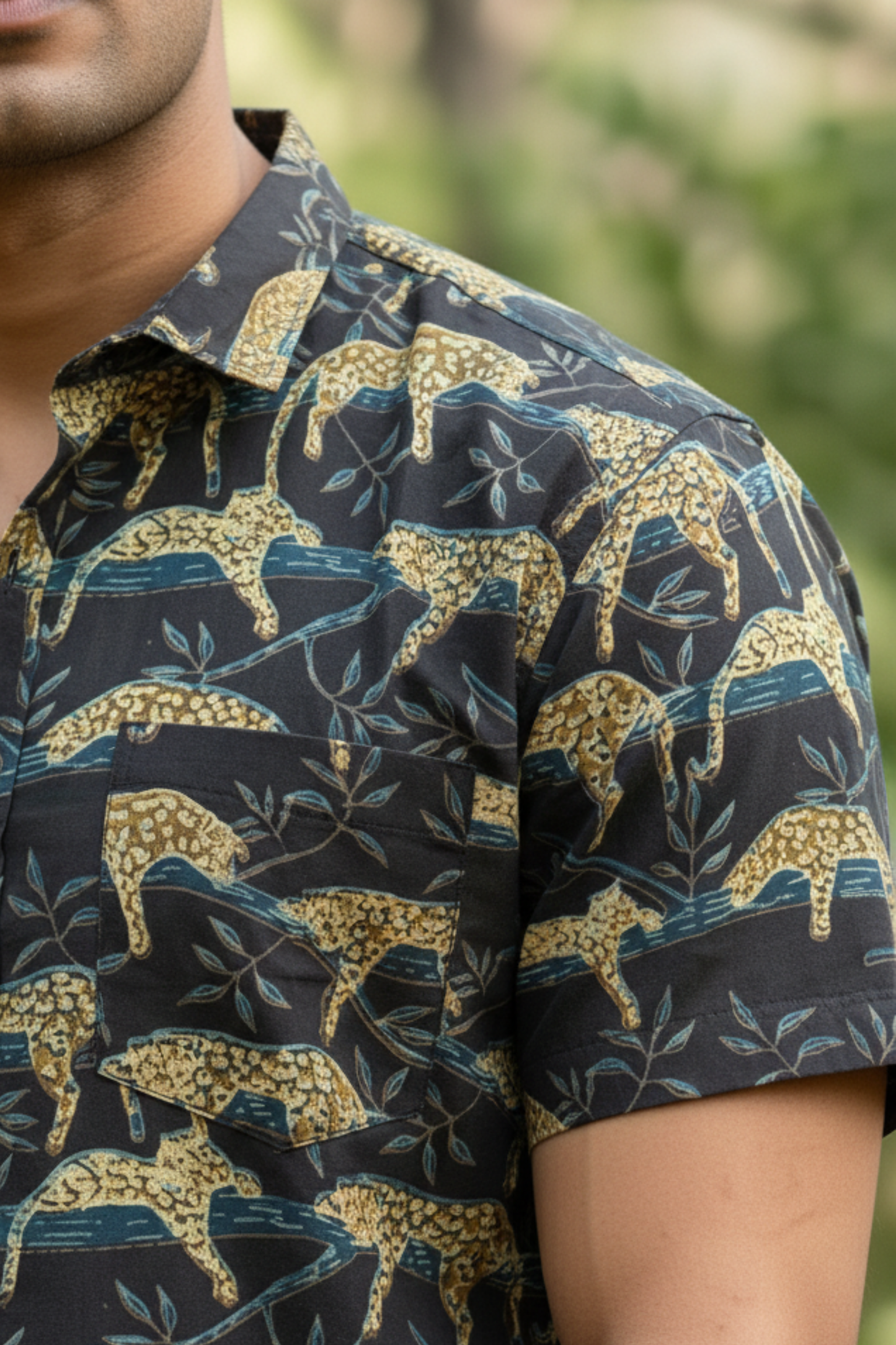 Sleepy leopard I Men's Cotton Loepard Print Shirt