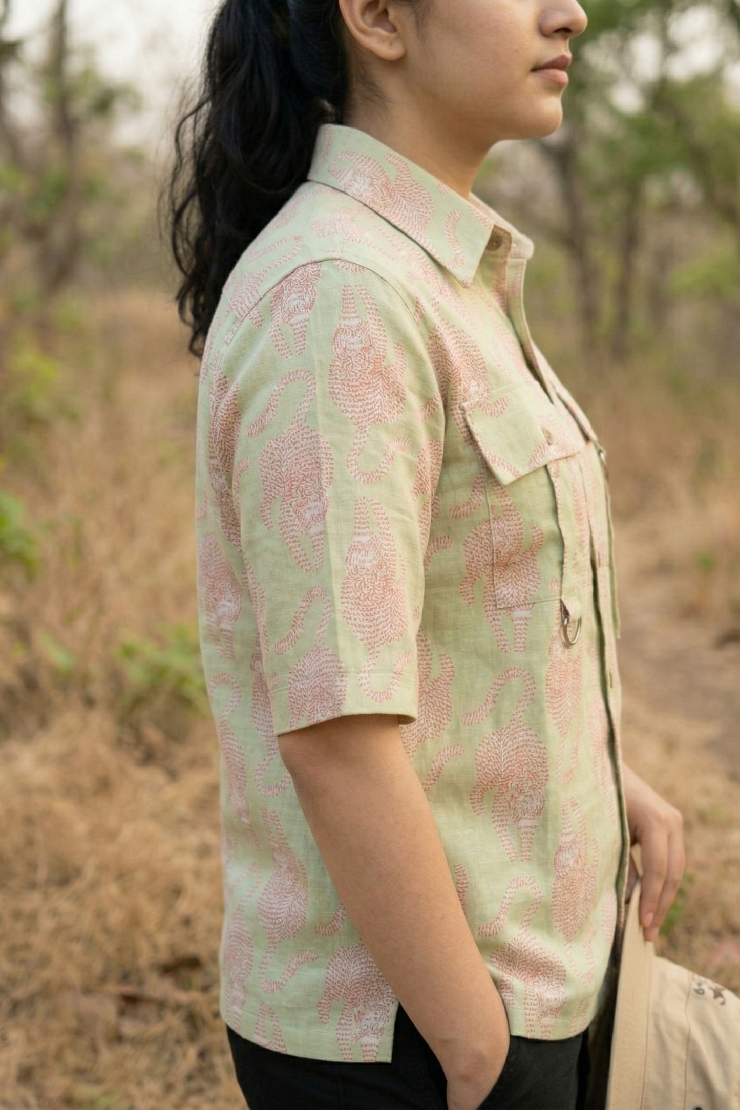 Katrina I Woman's Mint Green Cotton Shirt