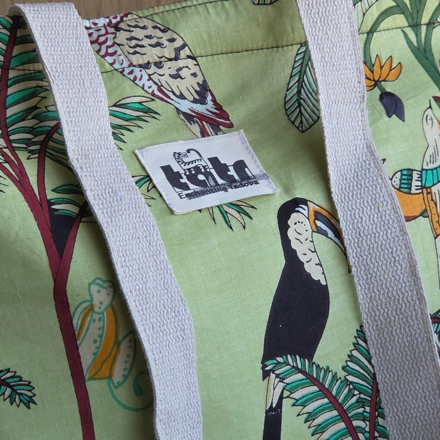 Hornbill Green Two Fabric Tote Bag