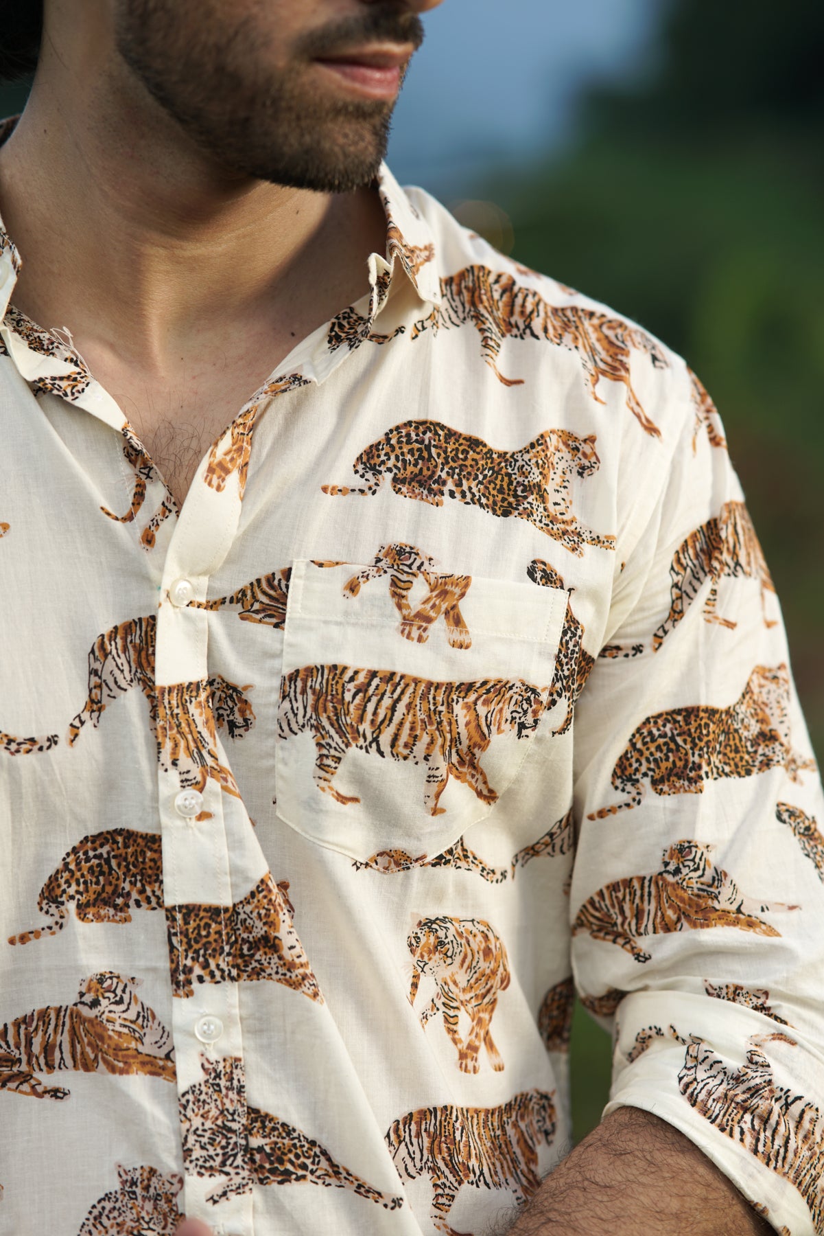 Tiger Print Full-Sleeve Shirt | Bold Jungle-Inspired Adventure Wear for Men