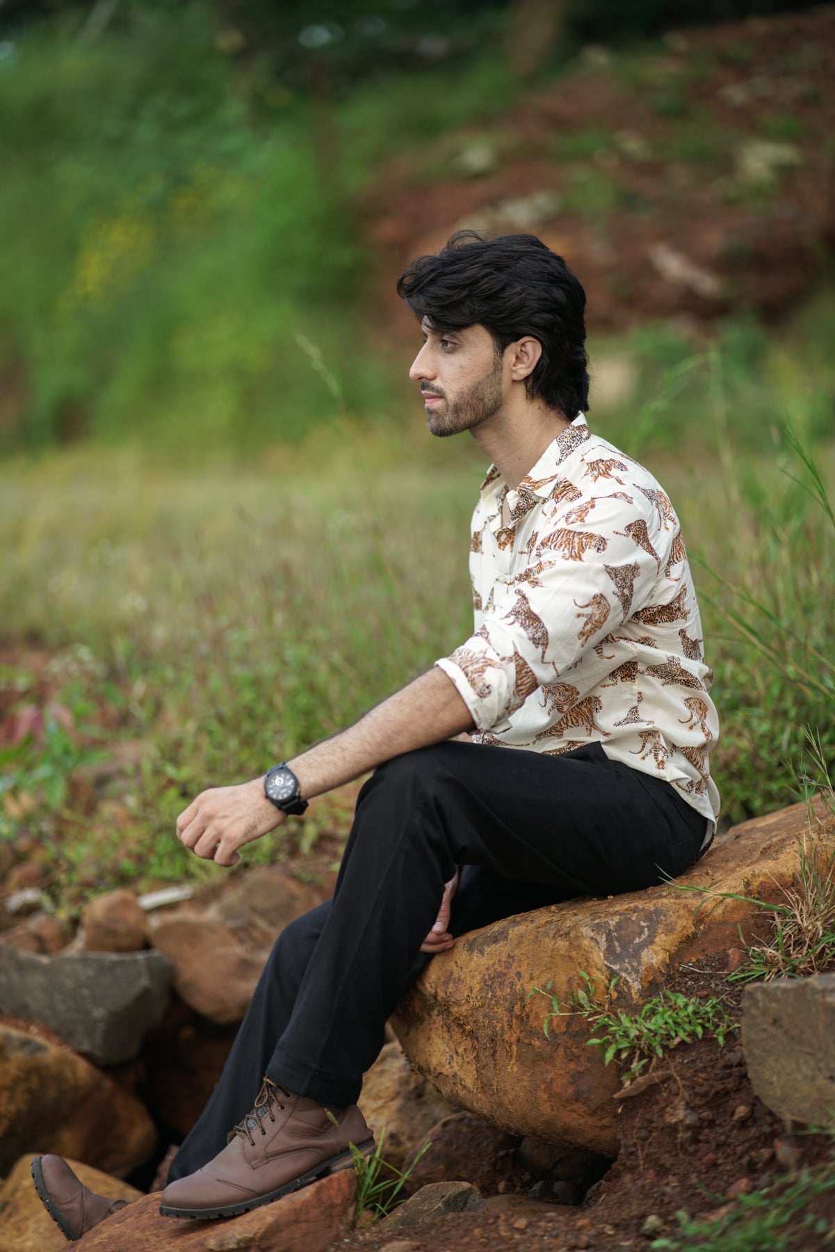 Tiger Print Full-Sleeve Shirt | Bold Jungle-Inspired Adventure Wear for Men