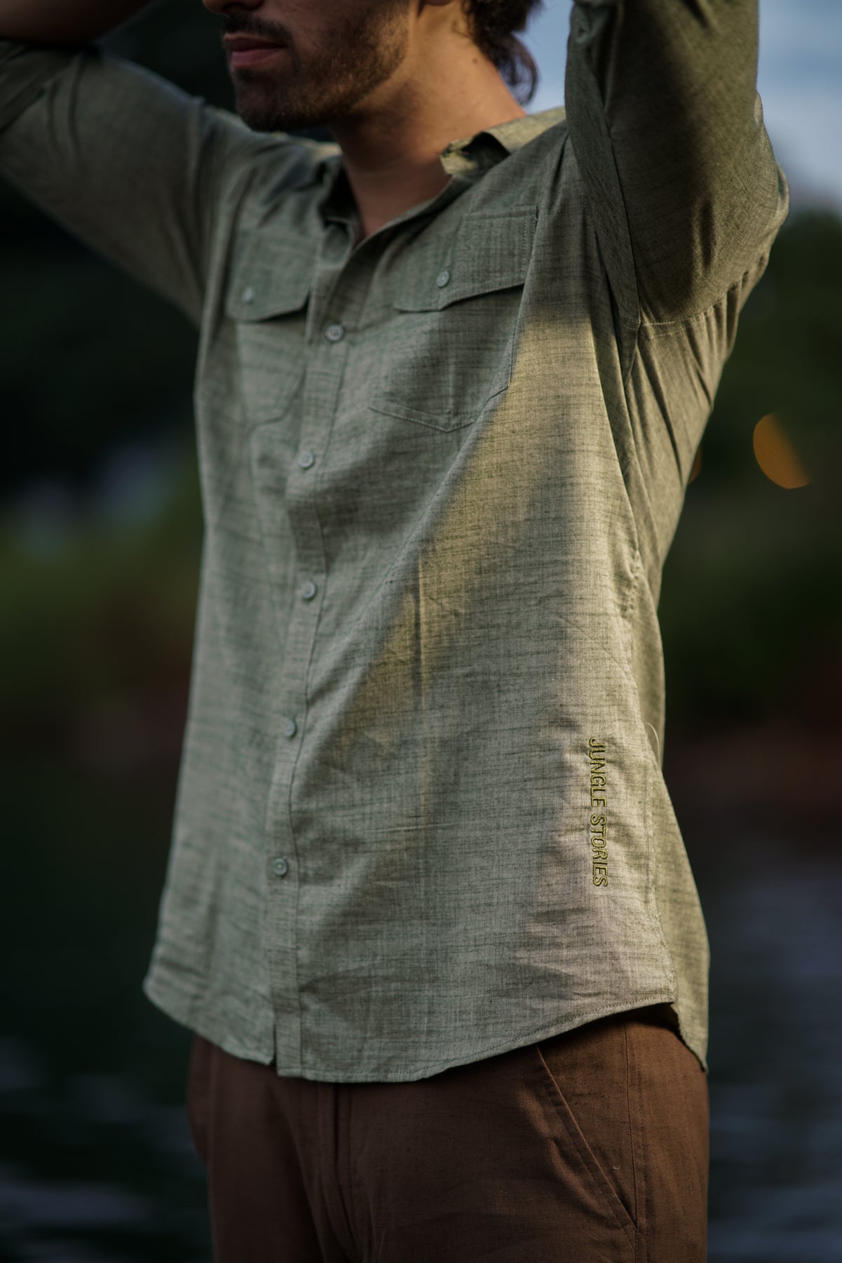 Textured Handloom Cotton Shirt | Jungle-Inspired Utility and Style
