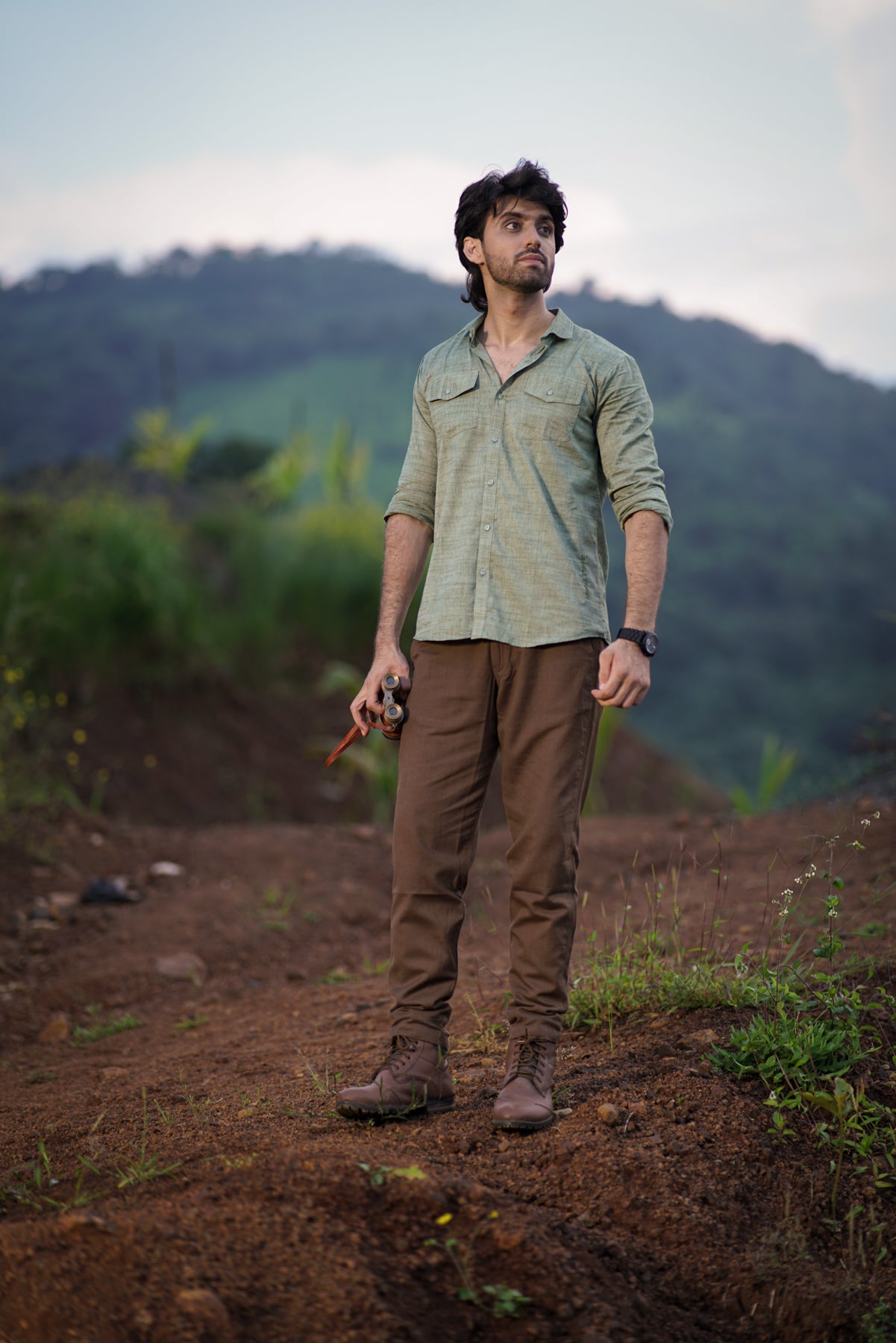 Textured Handloom Cotton Shirt | Jungle-Inspired Utility and Style