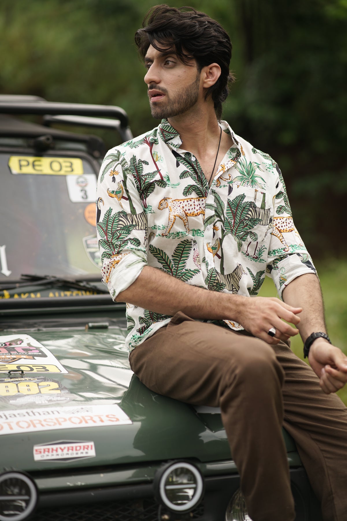 Wildlife Print Shirt | Full-Sleeve Jungle-Inspired Style for Adventurers