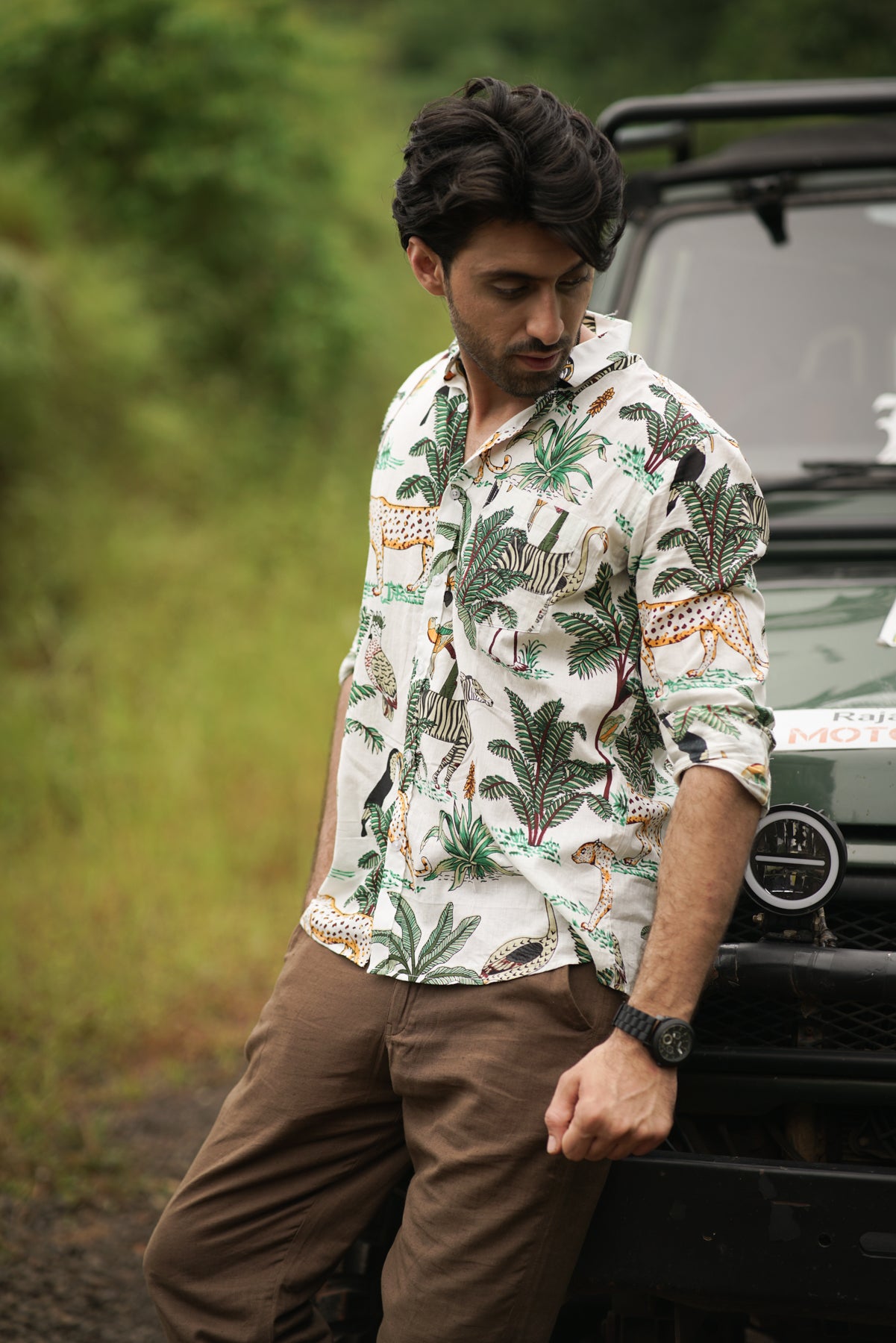 Wildlife Print Shirt | Full-Sleeve Jungle-Inspired Style for Adventurers