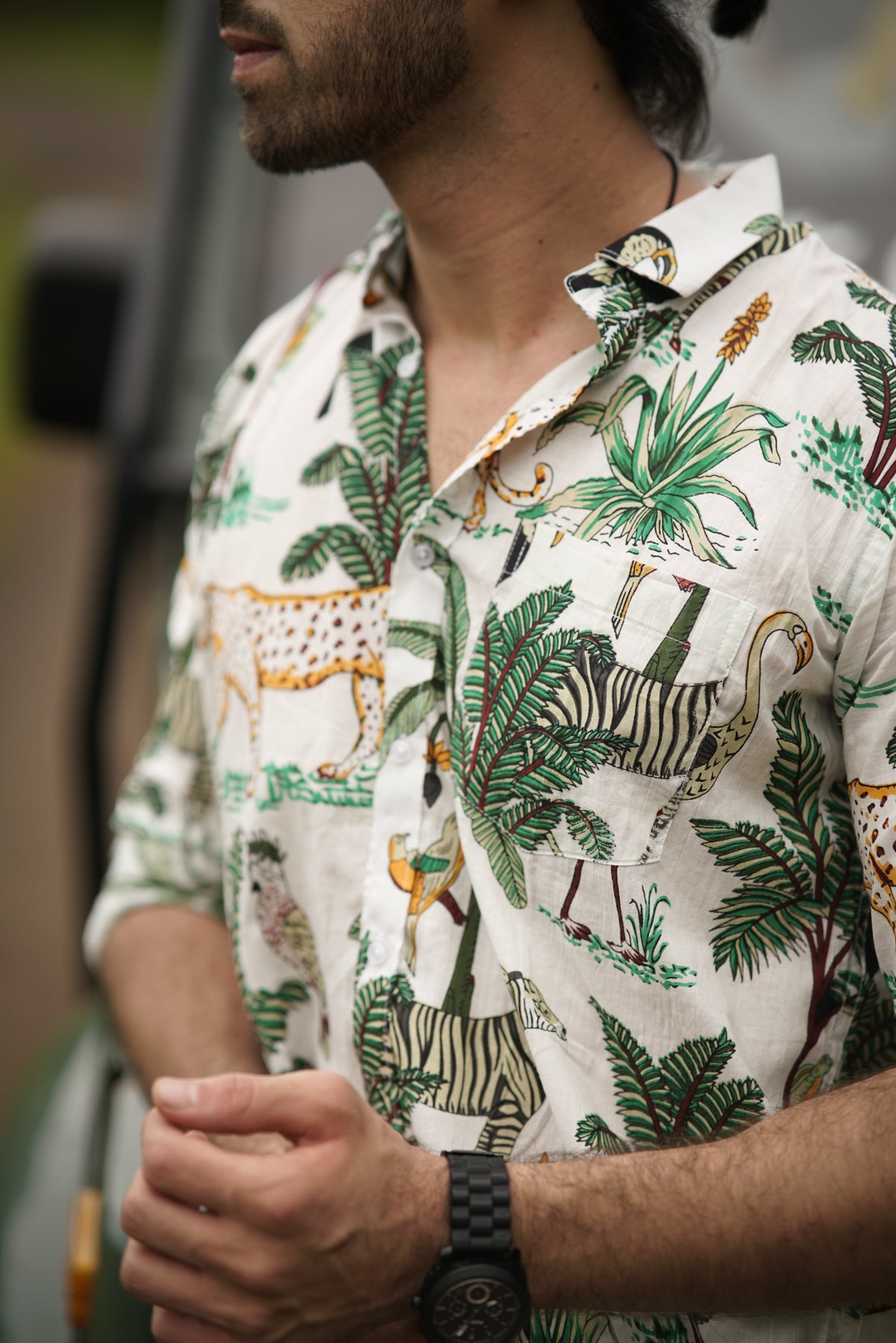 Wildlife Print Shirt | Full-Sleeve Jungle-Inspired Style for Adventurers