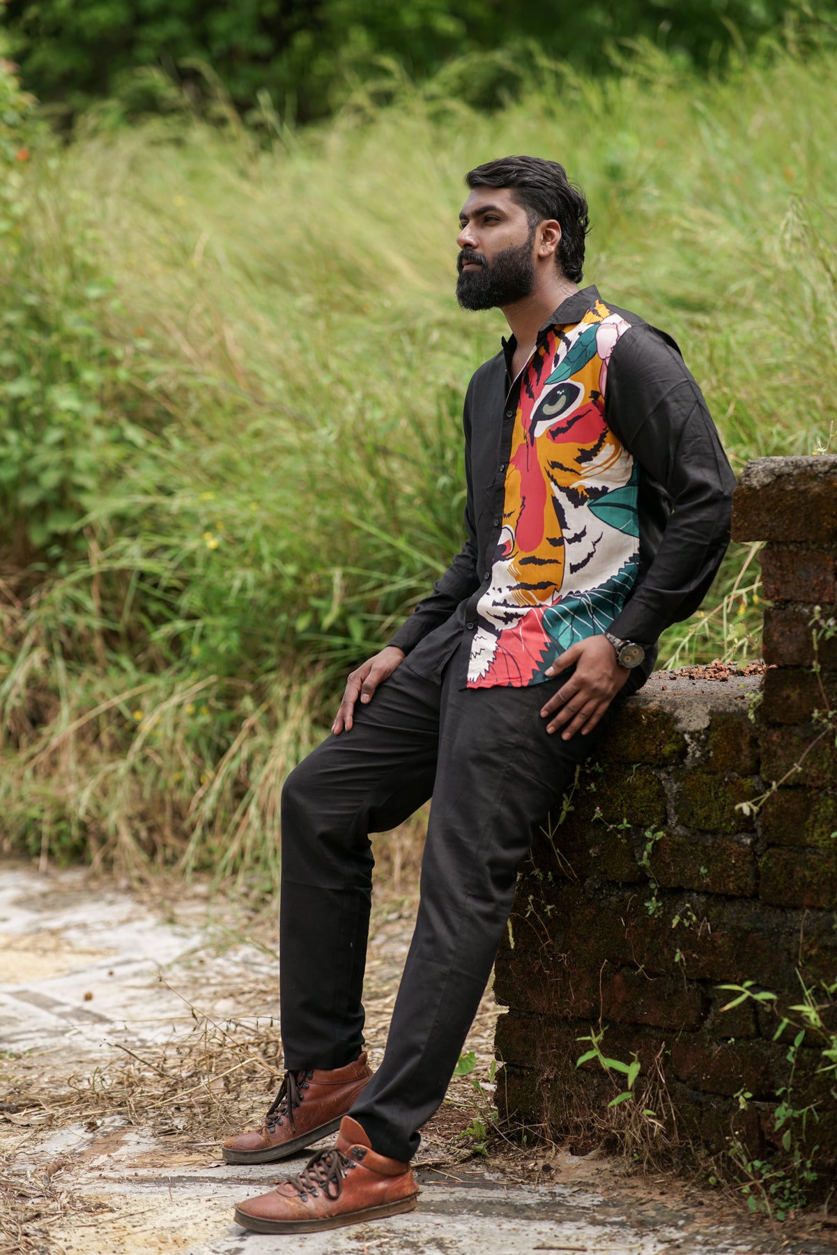 Men's Bold Tiger Print Full Sleeve Shirt | Urban & Jungle Adventure Spirit