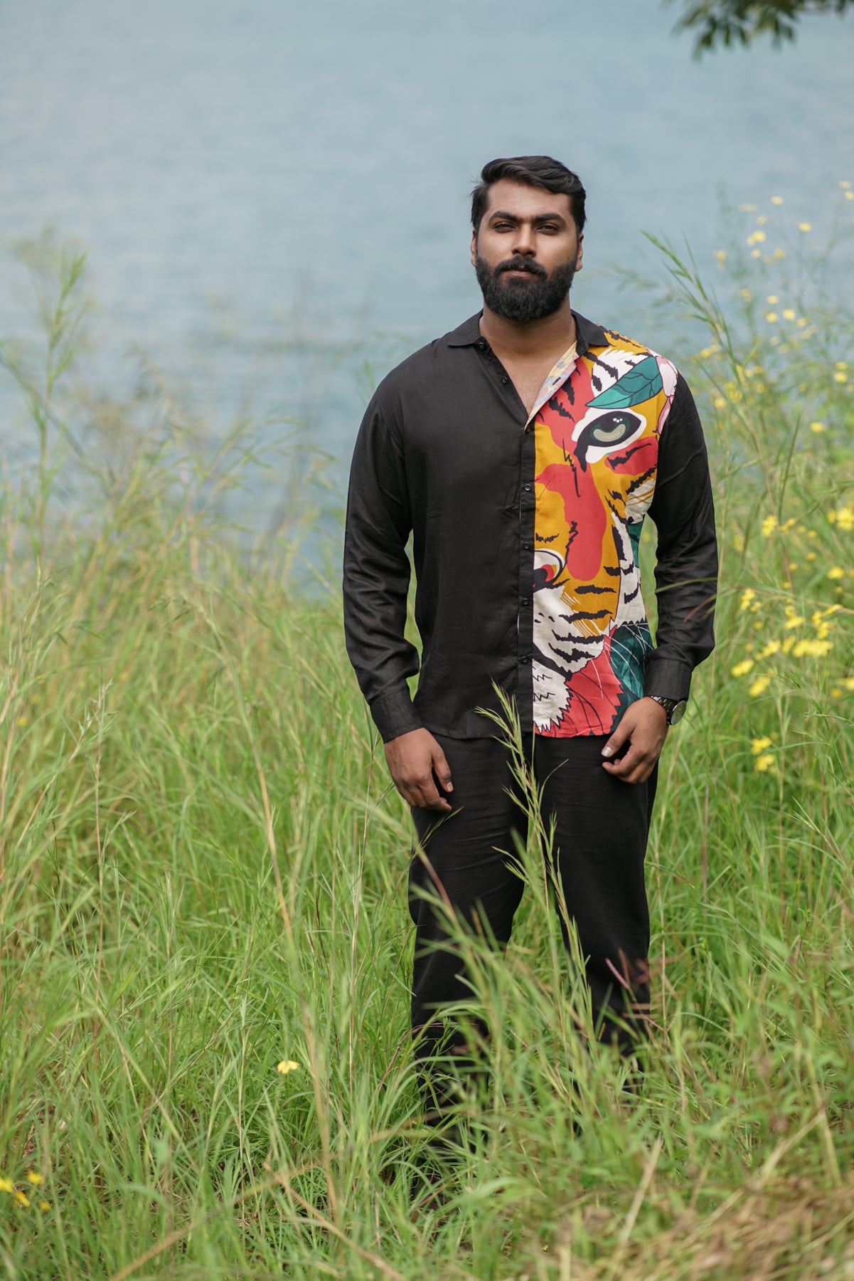 Men's Bold Tiger Print Full Sleeve Shirt | Urban & Jungle Adventure Spirit