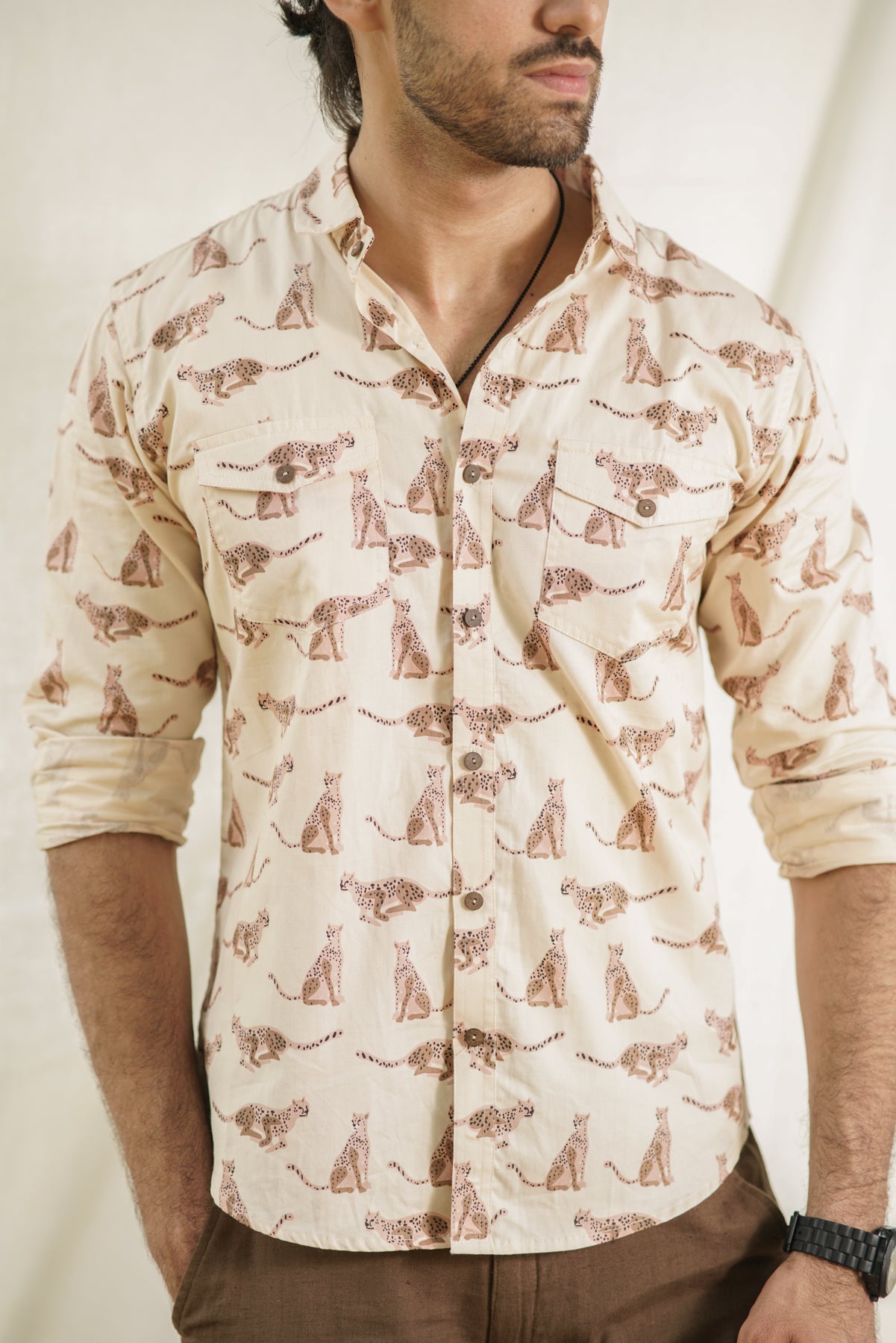 Leo- Cheetah Sprint Full-Sleeve Shirt | Safari-Inspired Wild Print