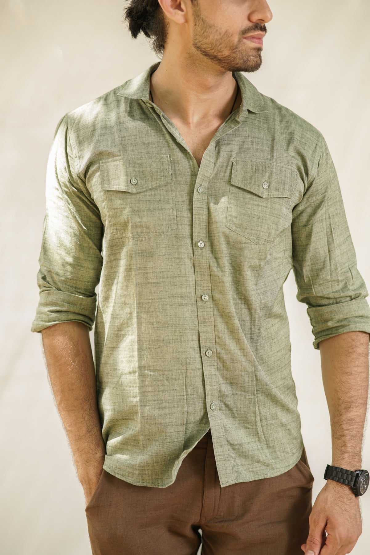 Harris- Textured Handloom Cotton Shirt | Jungle-Inspired Utility and Style
