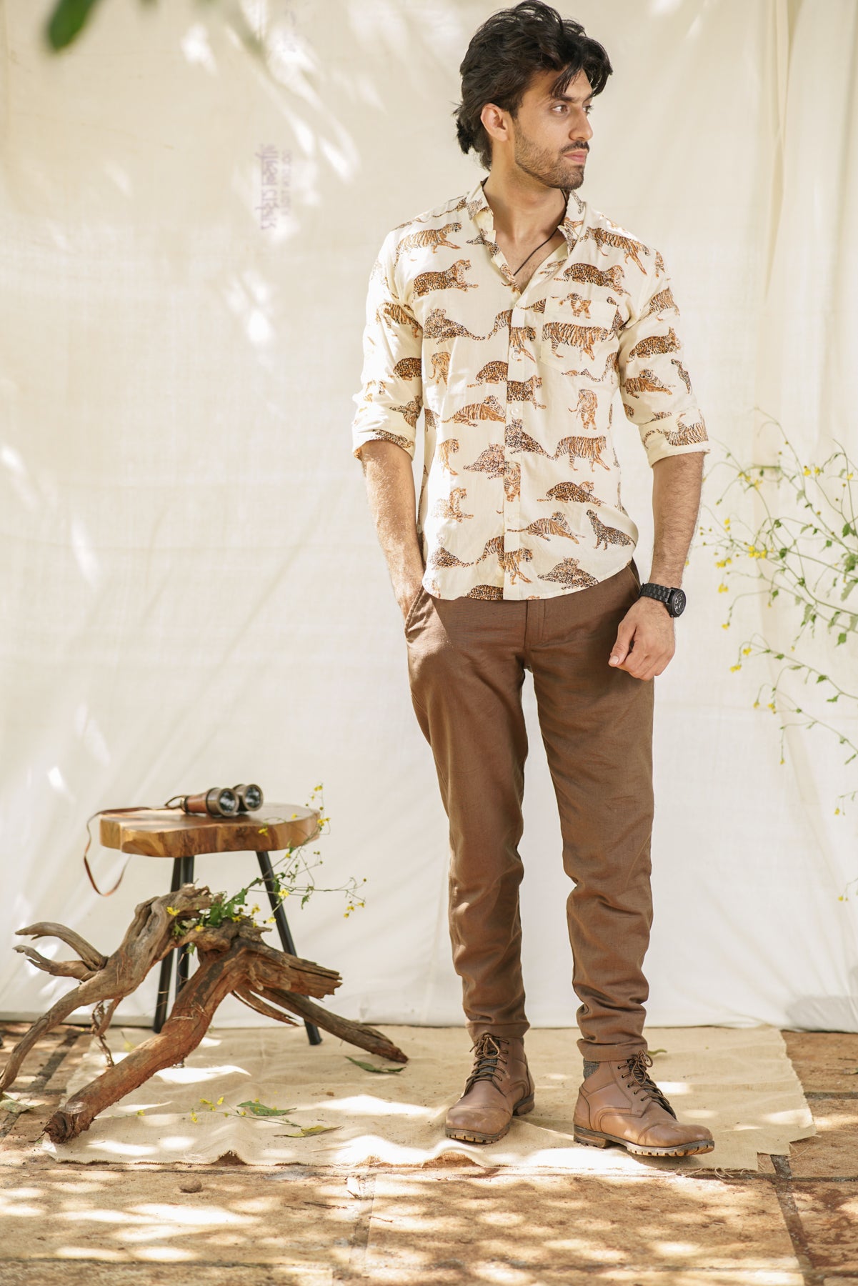 Travis- Tiger Print Full-Sleeve Shirt | Bold Jungle-Inspired Adventure Wear for Men