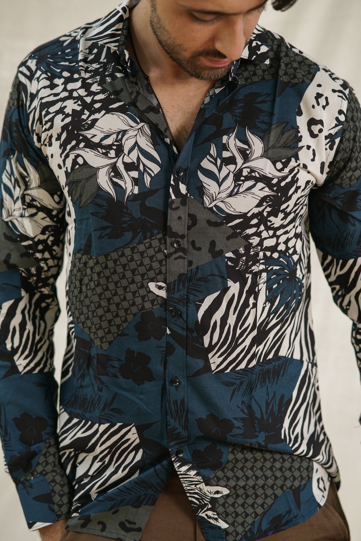 Zion- Abstract Jungle and Zebra Print Full Sleeves Shirt | For Adventurers & Urban Explorers