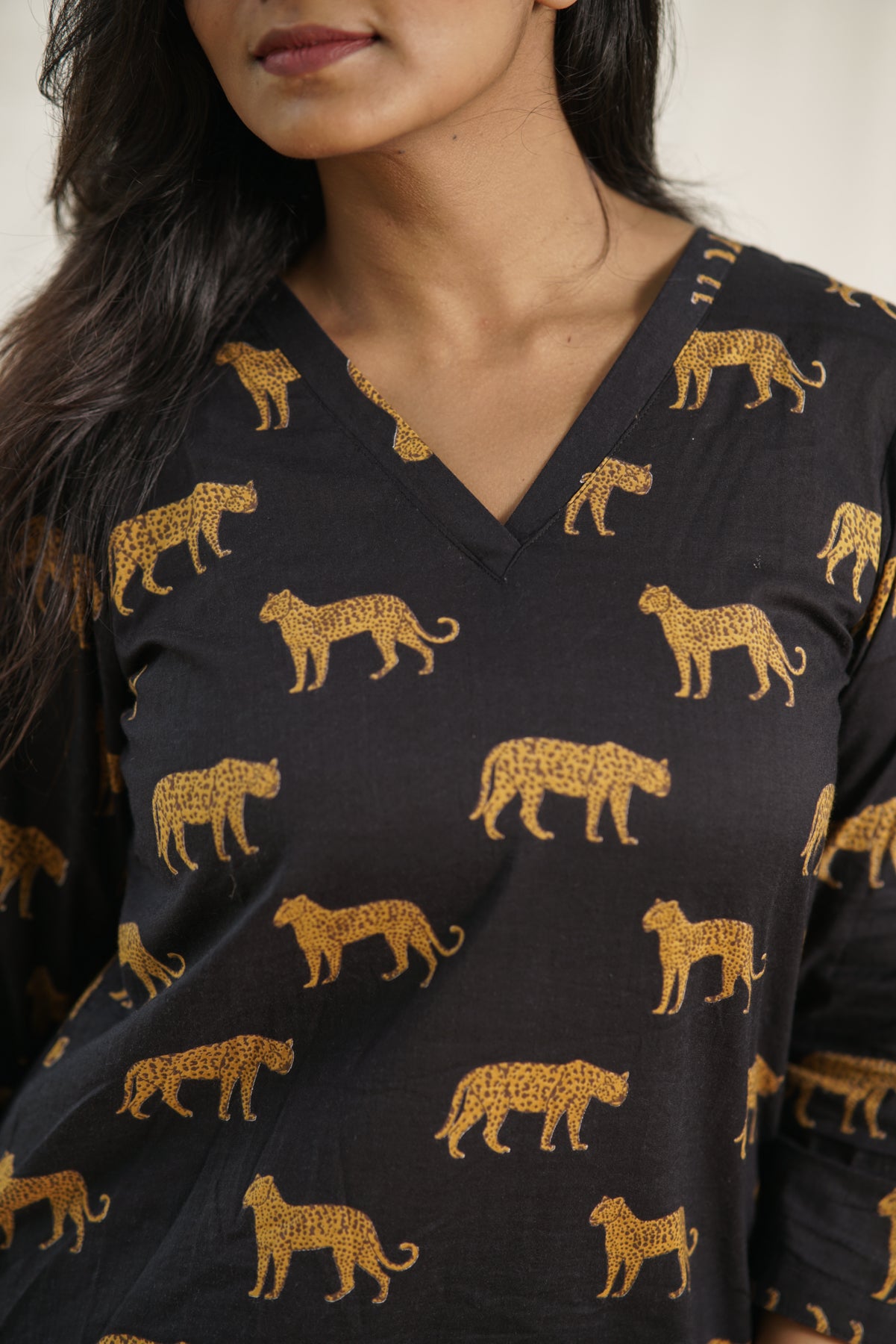 Serena-Wild Trails Dress | Leopard Print Short Kurti & Mid-Rise Pant Set