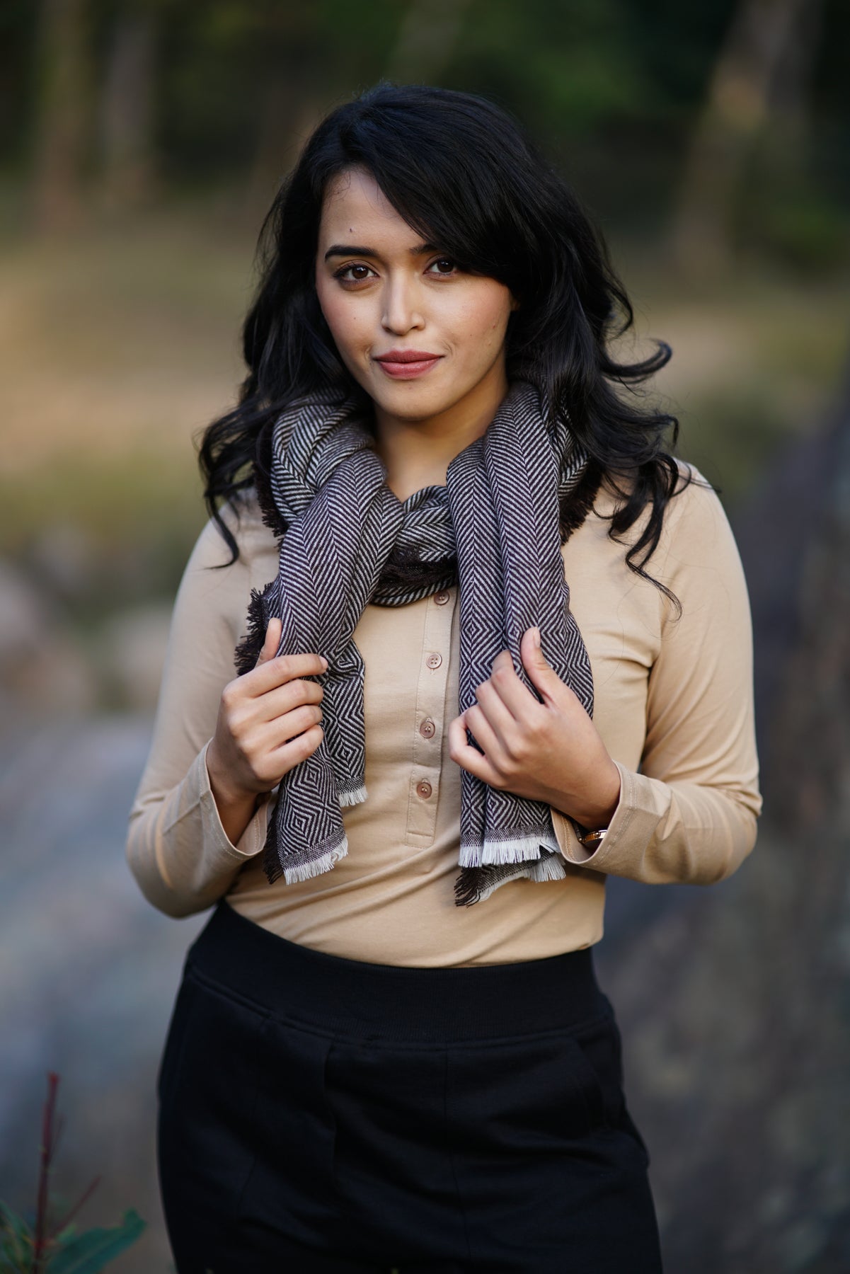 Lillian-Stretch Knit T-Shirt | Boat Neck, Buttoned Front