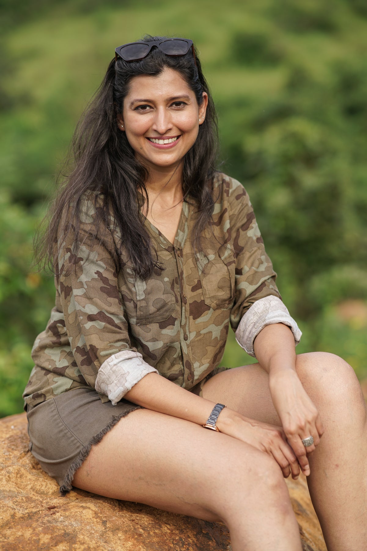 Camouflage- Full Sleeves Shirt | V-Neckline, Double Chest Pockets & Wooden Buttons