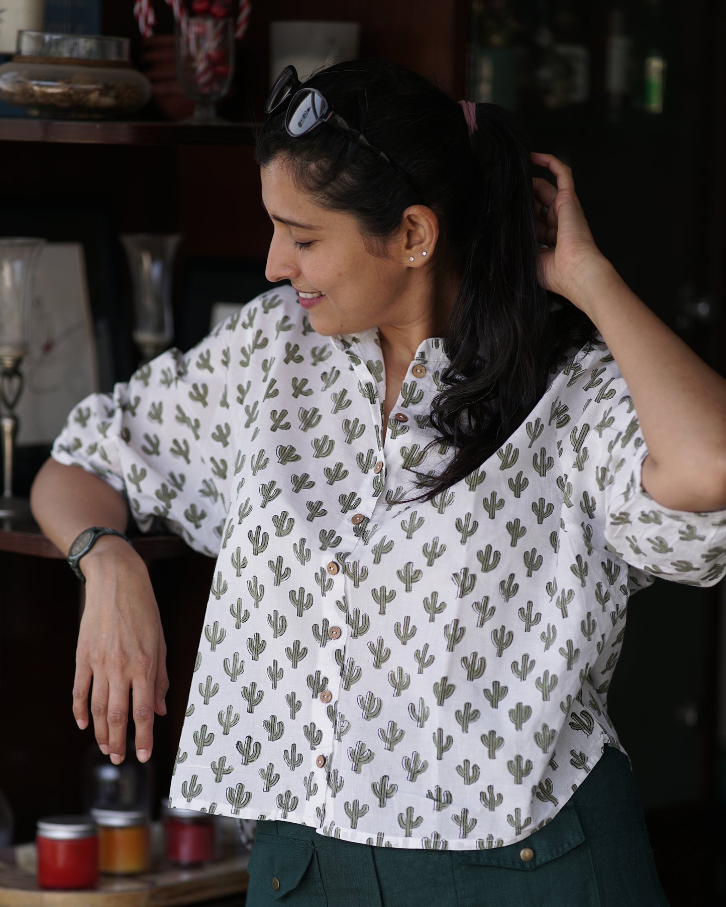 Caitlin- Cactus print shirt