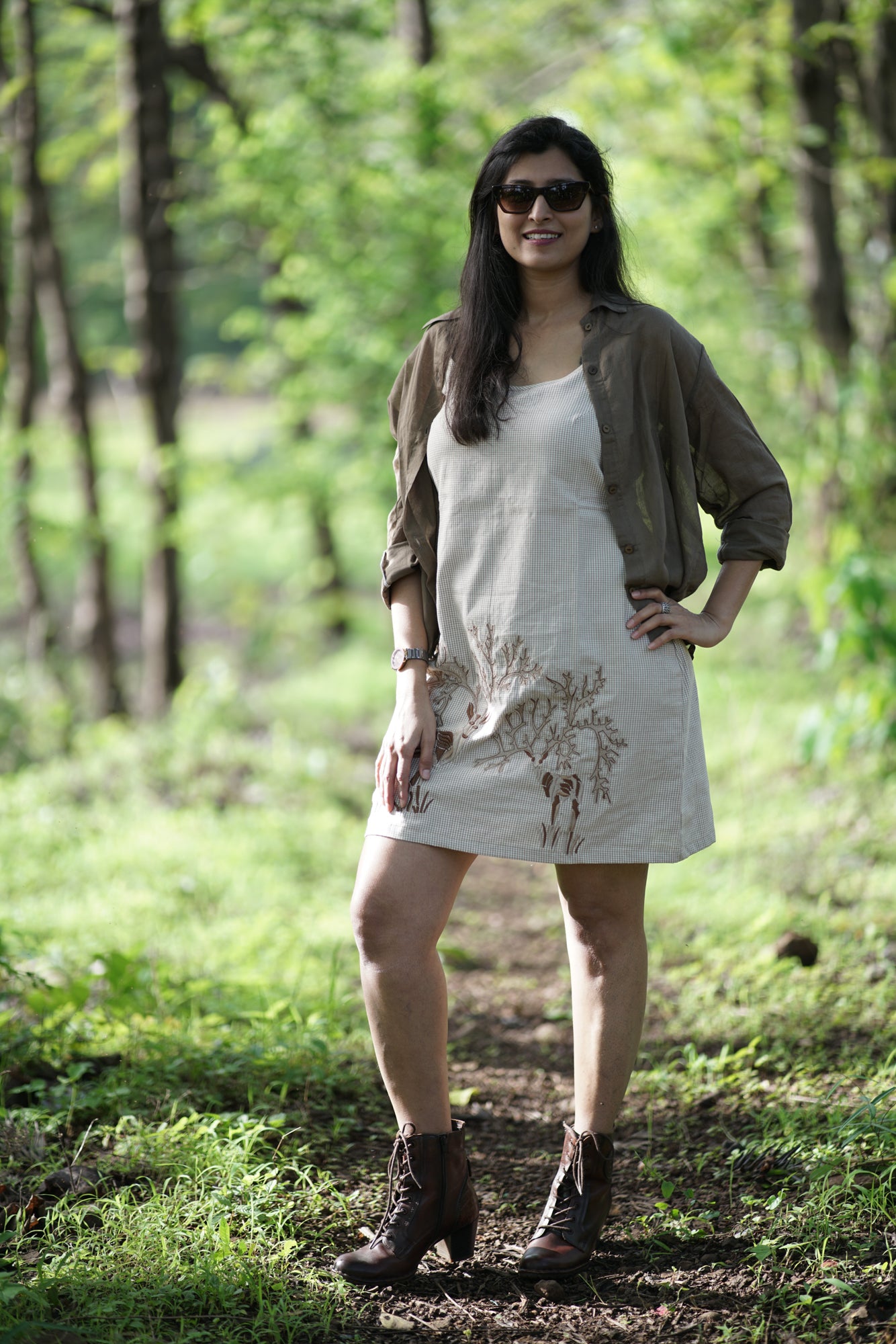 Diana- Deer Embroidered Dress (Dress + Shirt)