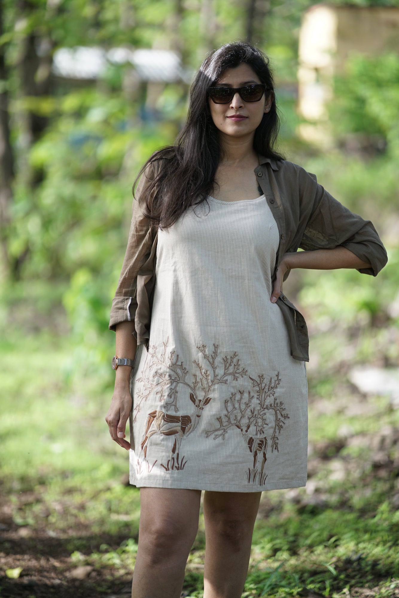 Diana- Deer Embroidered Dress (Dress + Shirt)