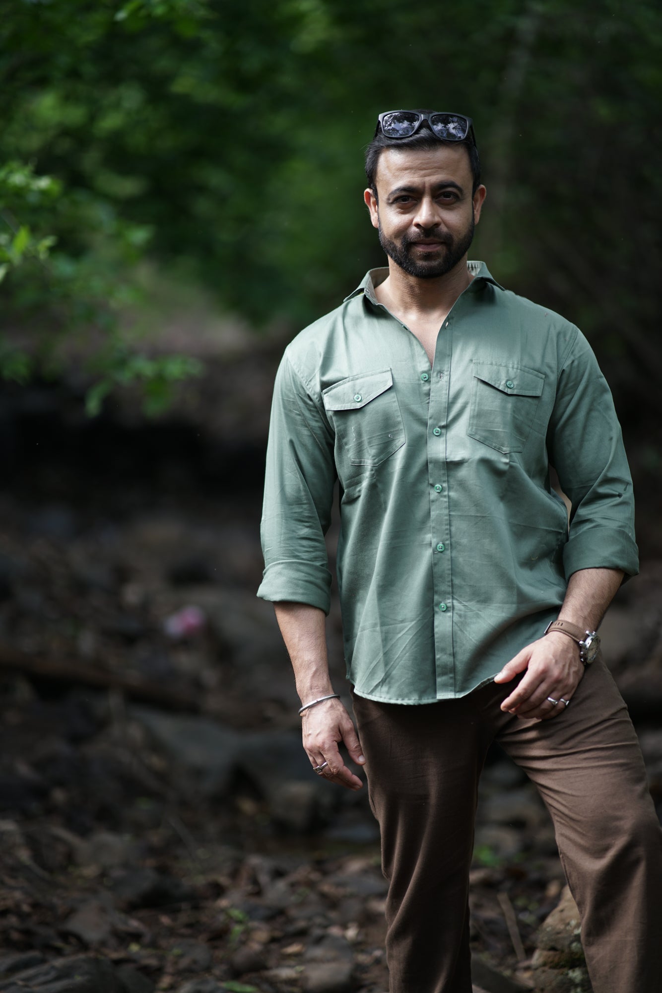 Gilbert- Dusty Green Cotton Twill Shirt
