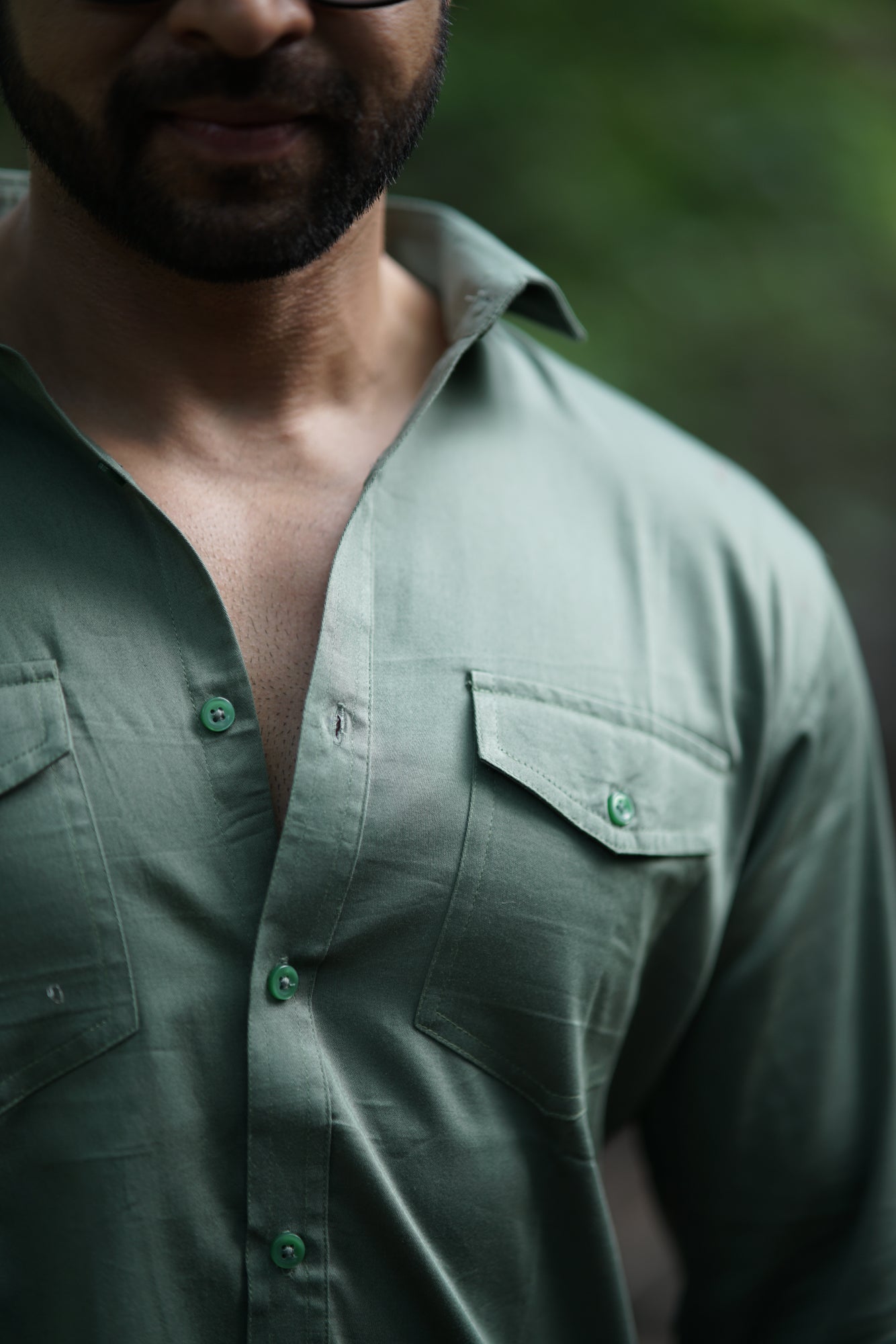 Gilbert- Dusty Green Cotton Twill Shirt