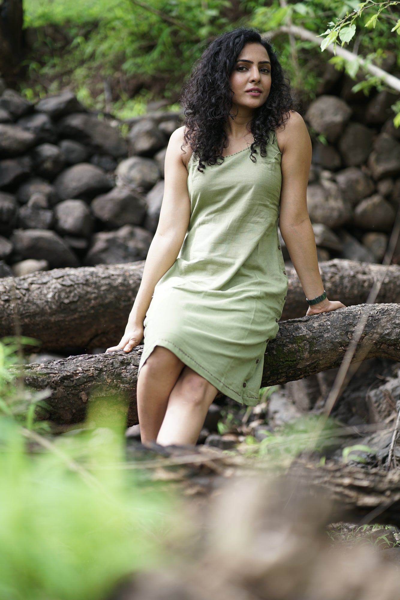 Victoria- Sage Green Sleeveless Dress