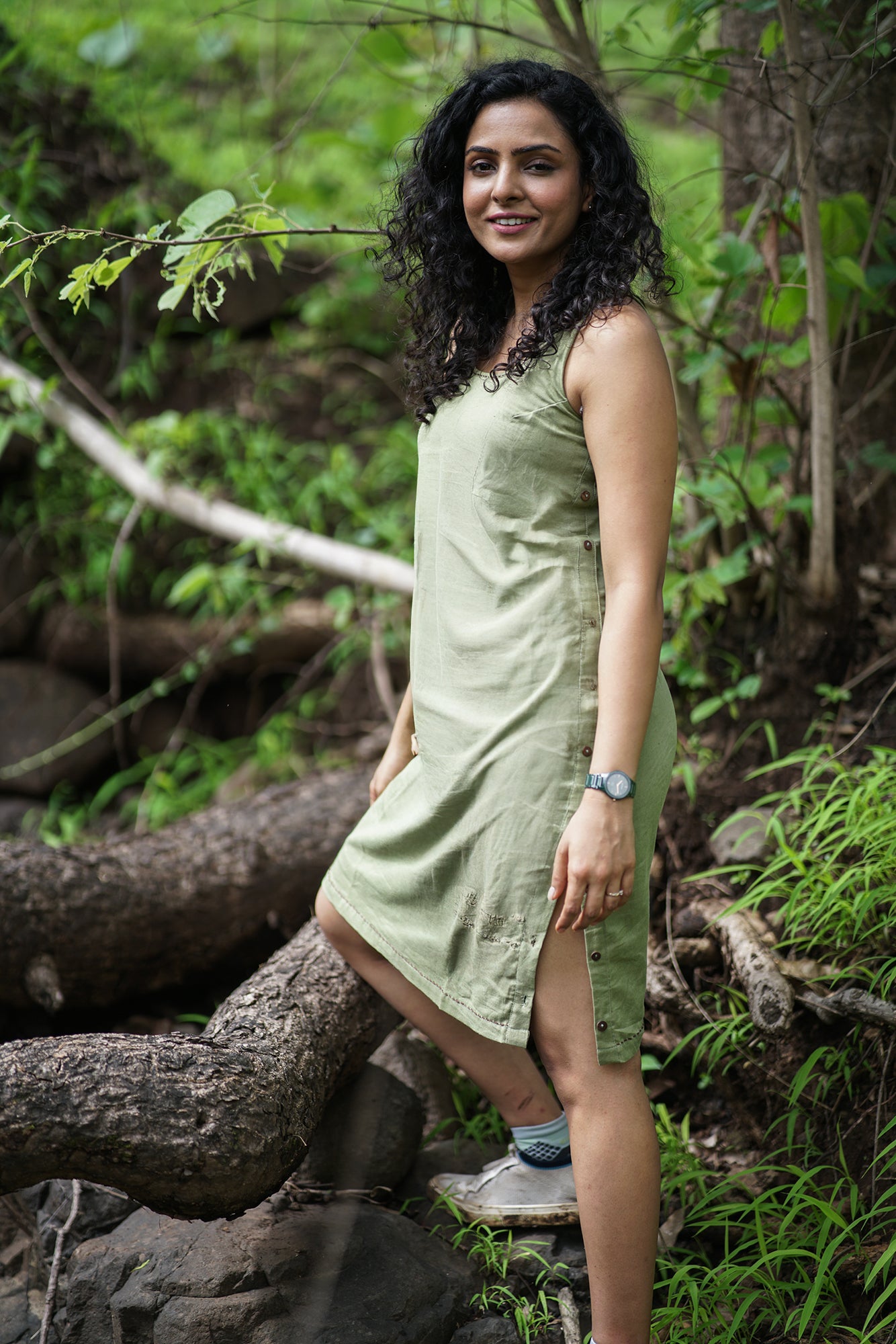 Victoria- Sage Green Sleeveless Dress