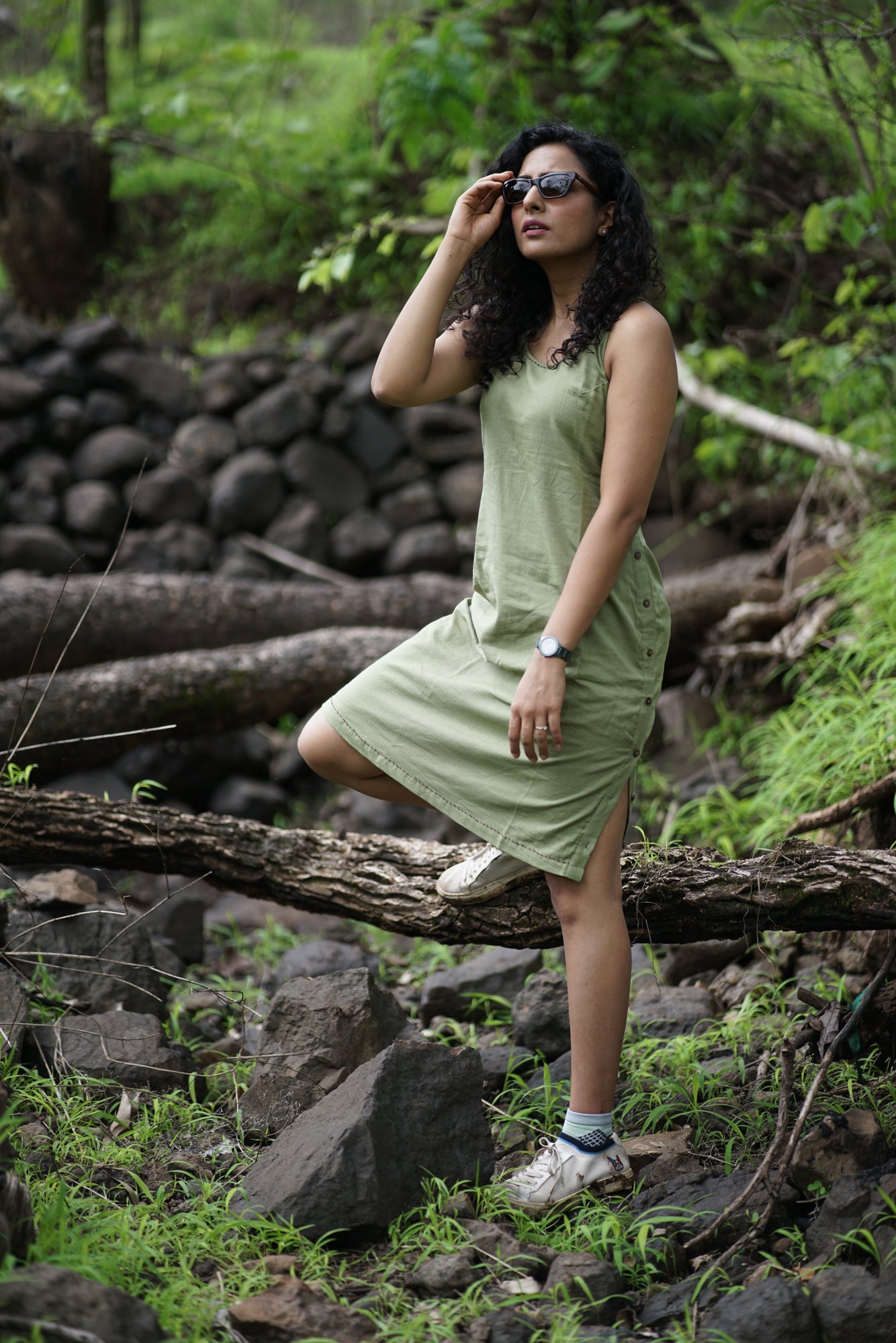 Victoria- Sage Green Sleeveless Dress