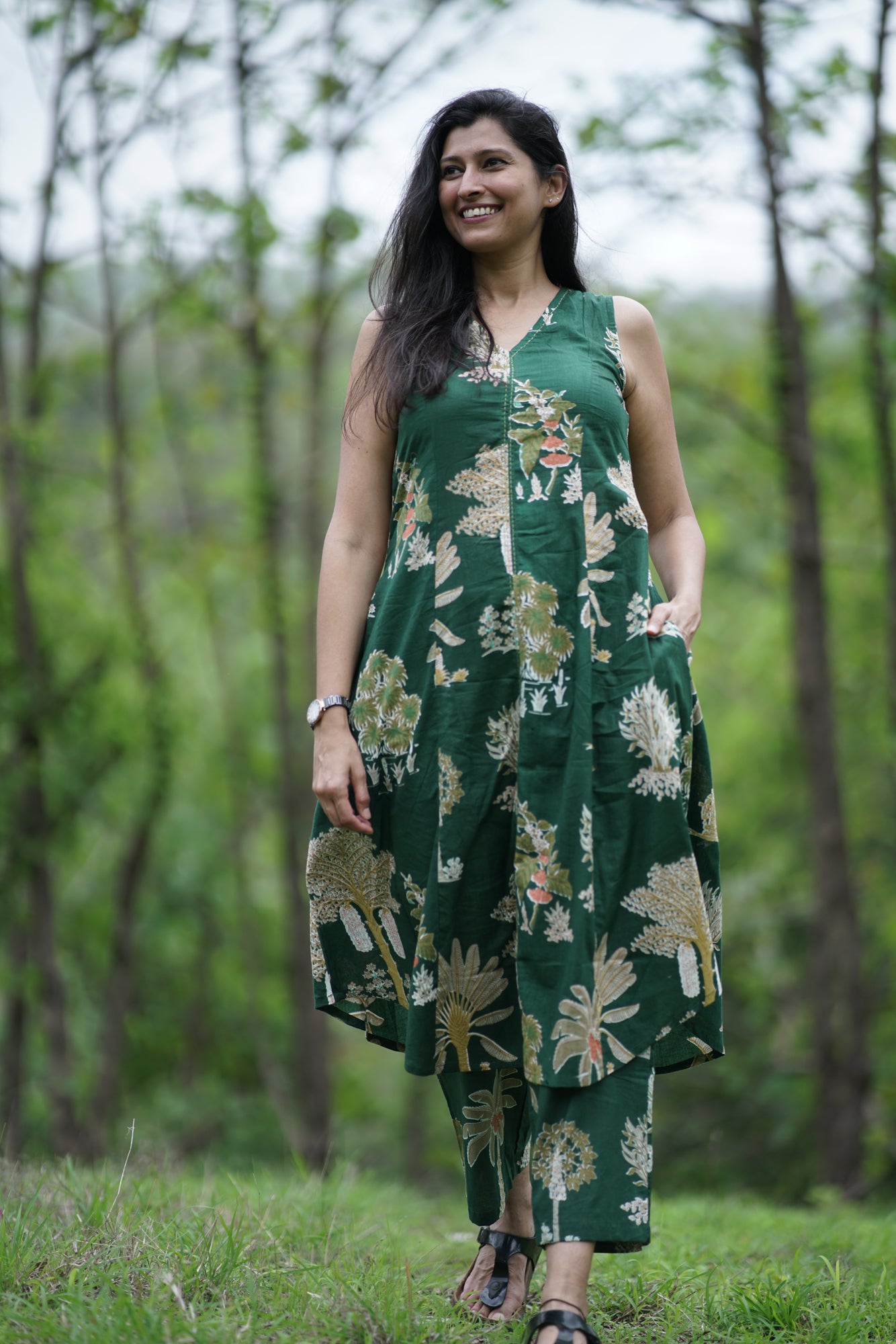 Floral printed co-ord set (Green)