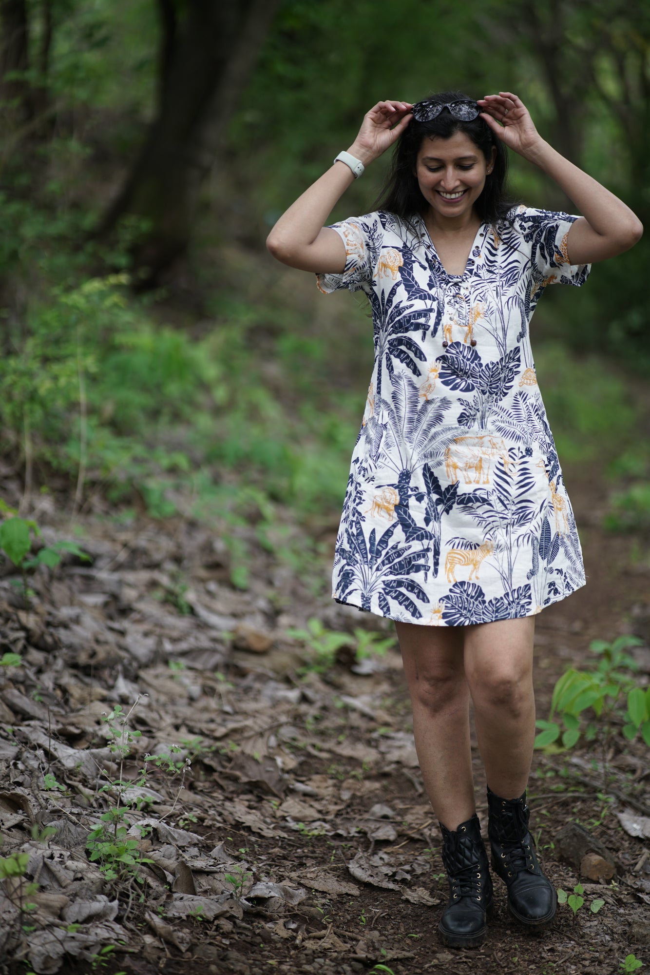 Bethany-Jungle Print Cotton Dress
