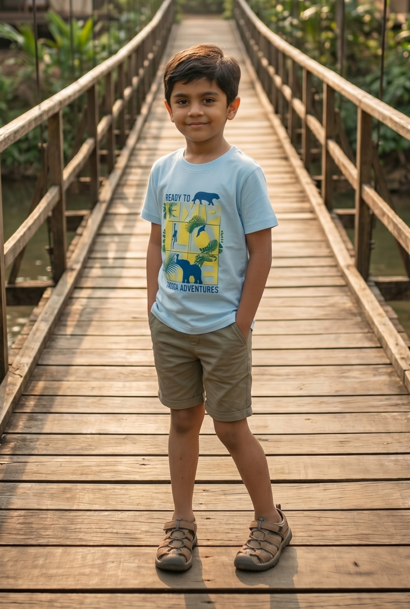 Ready to Explore Sky Blue Graphic T-Shirt for Kids