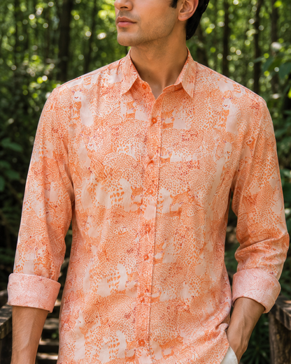 Men’s Tiger-inspired Full-Sleeve Rayon Shirt