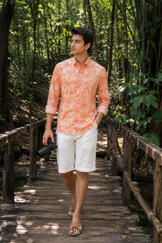 Men’s Tiger-inspired Full-Sleeve Rayon Shirt