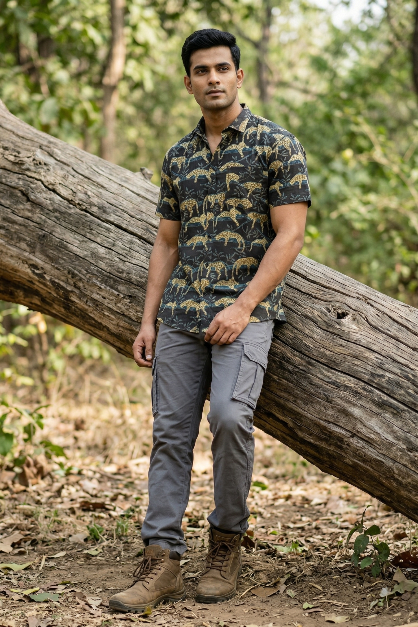 Sleepy leopard I Men's Cotton Loepard Print Shirt