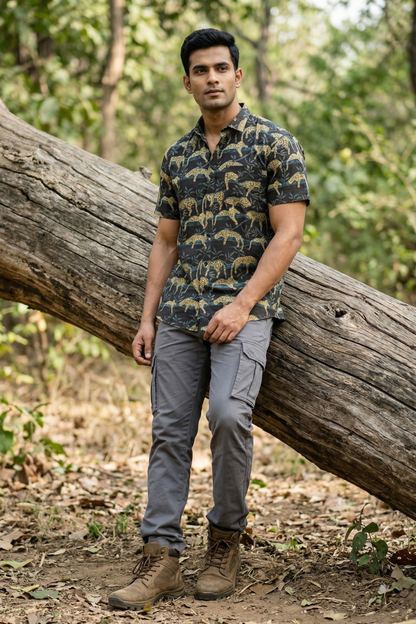 Sleepy leopard I Men's Cotton Loepard Print Shirt