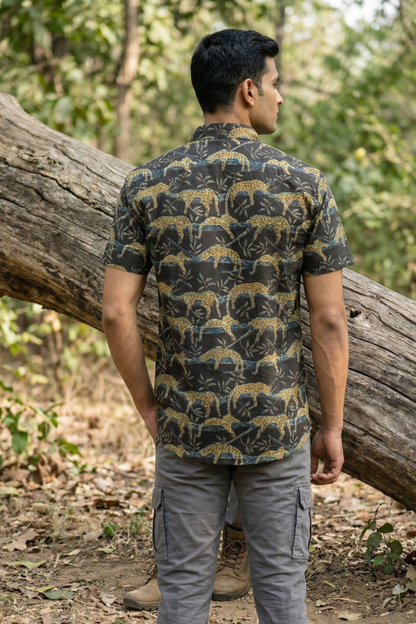 Sleepy leopard I Men's Cotton Loepard Print Shirt