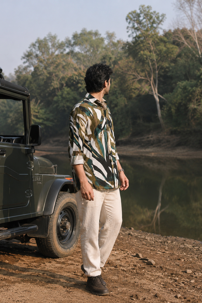 Men’s Abstract Nature-inspired Full-Sleeve Rayon Shirt