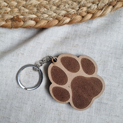 Paw Print Keychain- Wooden