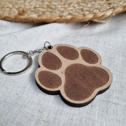 Paw Print Keychain- Wooden