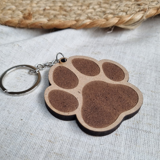 Paw Print Keychain- Wooden