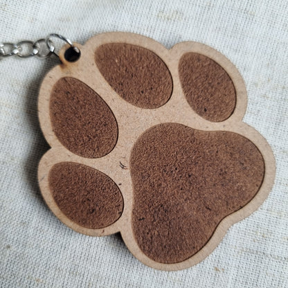 Paw Print Keychain- Wooden