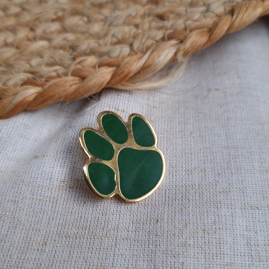 Paw Print Enamel Pin- Green