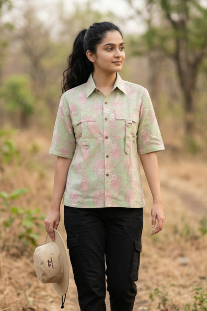 Katrina I Woman's Mint Green Cotton Shirt