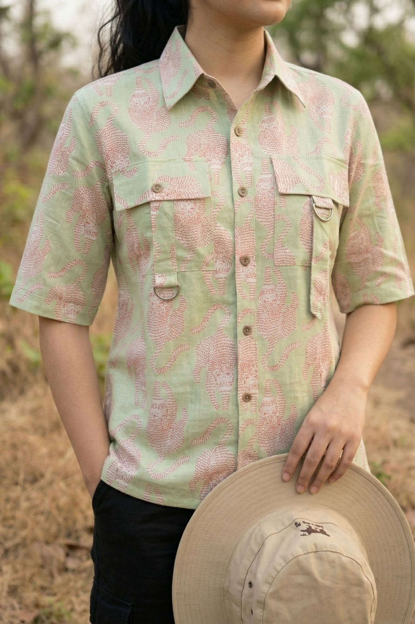 Katrina I Woman's Mint Green Cotton Shirt