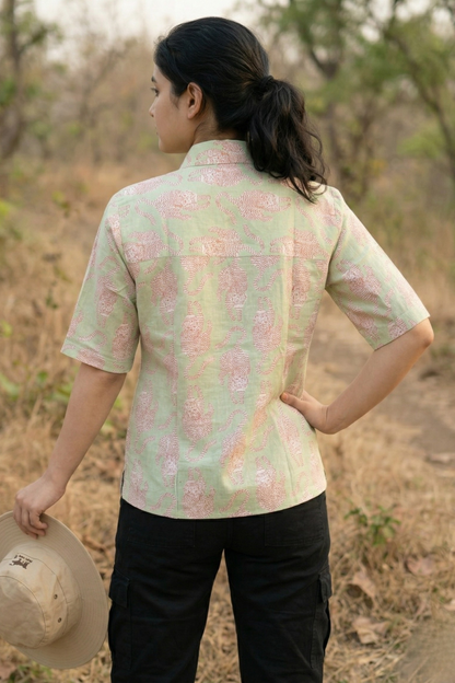 Katrina I Woman's Mint Green Cotton Shirt