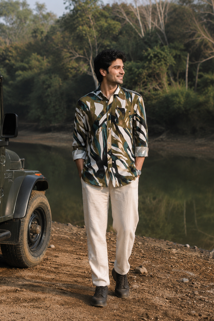 Men’s Abstract Nature-inspired Full-Sleeve Rayon Shirt