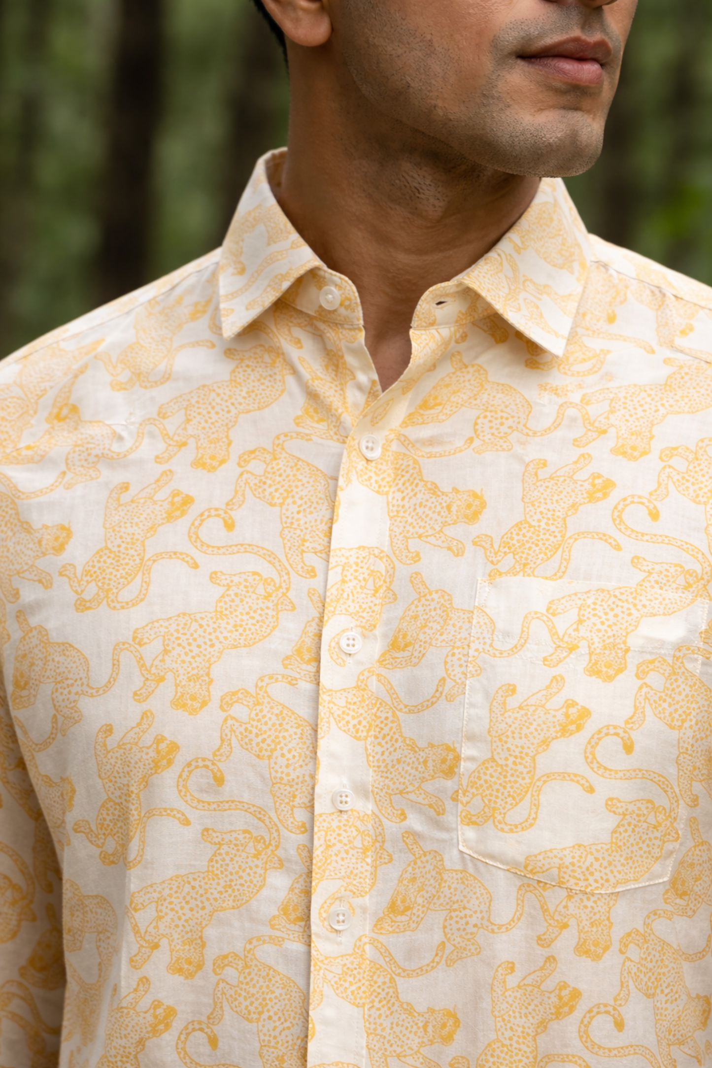 Crispin I Men's Cotton Leopard Print Shirt