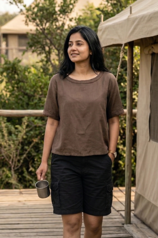 Coco I Woman's Brown Rayon Top