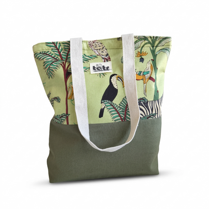 Hornbill Green Two Fabric Tote Bag