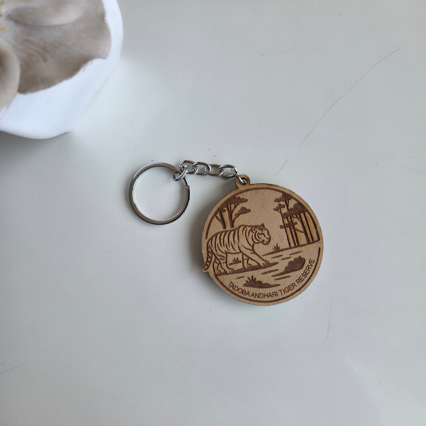 Jungle Essence Keychain | Wooden Engraved Design Tadoba Tiger