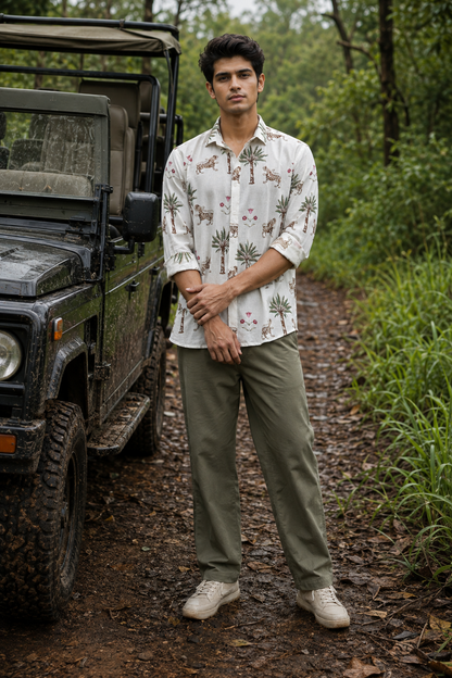 Wild Retreat – Tiger & Palm Print Shirt